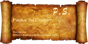 Paska Sándor névjegykártya