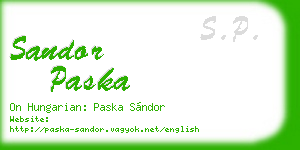sandor paska business card